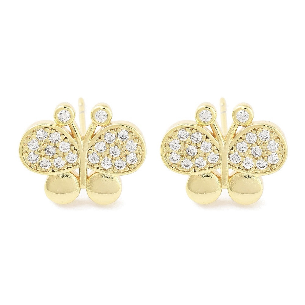18k Gold Plated Cubic Zirconia Butterfly Stud Earrings